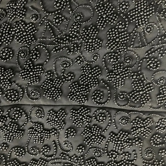 Vintage Black Heavily Beaded Short‎ Sleeve A Line Dress Large - Picture 5 of 5